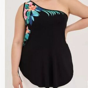 Torrid one shoulder black tunic top size 1x nwt